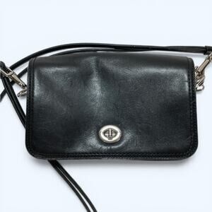 Coach Legacy Black Leather Penny #19914 Double Strap Purse Crossbody